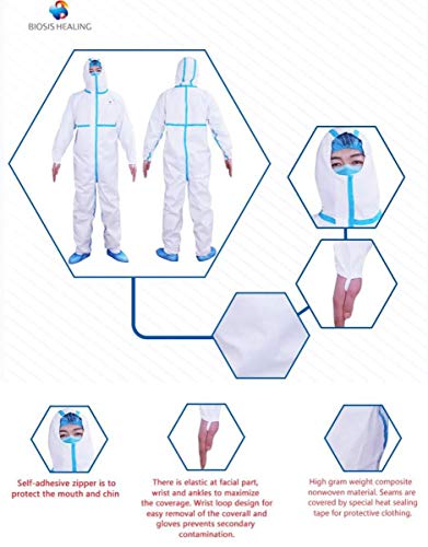 Chándal de protección categoría III nivel 2 (ICU) tipo 3, 4, 5, 6 – Impermeable para entornos médicos y hospitalarios – Color blanco – Talla XL