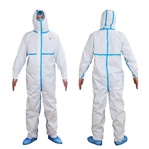 Chándal de protección categoría III nivel 2 (ICU) tipo 3, 4, 5, 6 – Impermeable para entornos médicos y hospitalarios – Color blanco – Talla XL