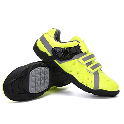 CHANGAN Zapatillas De Ciclismo para Hombre Zapatillas De Ciclismo MTB Ligeras Antideslizantes para Ciclismo Mountain Road Biking，Calzado de Ciclismo sin Bloqueo Yellow-43