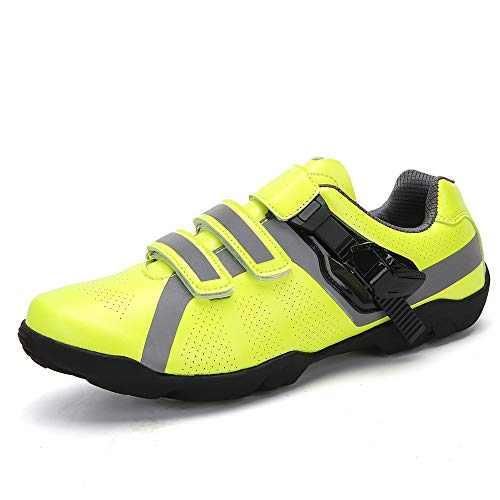 CHANGAN Zapatillas De Ciclismo para Hombre Zapatillas De Ciclismo MTB Ligeras Antideslizantes para Ciclismo Mountain Road Biking，Calzado de Ciclismo sin Bloqueo Yellow-43