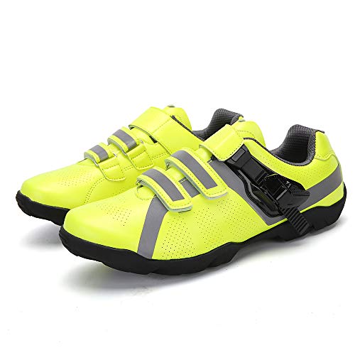 CHANGAN Zapatillas De Ciclismo para Hombre Zapatillas De Ciclismo MTB Ligeras Antideslizantes para Ciclismo Mountain Road Biking，Calzado de Ciclismo sin Bloqueo Yellow-43