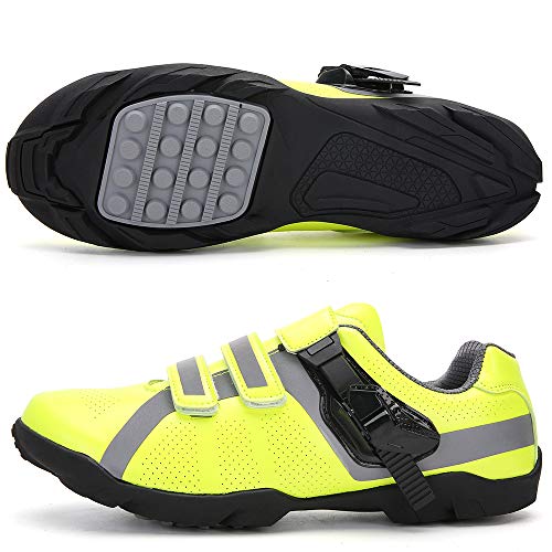 CHANGAN Zapatillas De Ciclismo para Hombre Zapatillas De Ciclismo MTB Ligeras Antideslizantes para Ciclismo Mountain Road Biking，Calzado de Ciclismo sin Bloqueo Yellow-43