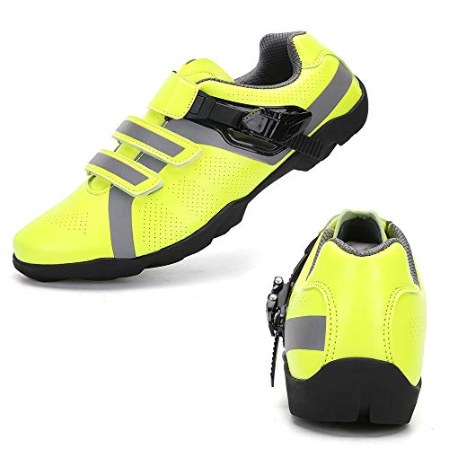 CHANGAN Zapatillas De Ciclismo para Hombre Zapatillas De Ciclismo MTB Ligeras Antideslizantes para Ciclismo Mountain Road Biking，Calzado de Ciclismo sin Bloqueo Yellow-43