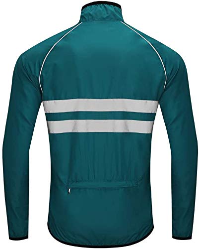 Chaqueta de Ciclismo para Hombre Impermeable Y Transpirable Chaleco Resistente Al Viento Abrigo Exteriores Protección UV (Green,XXXL)