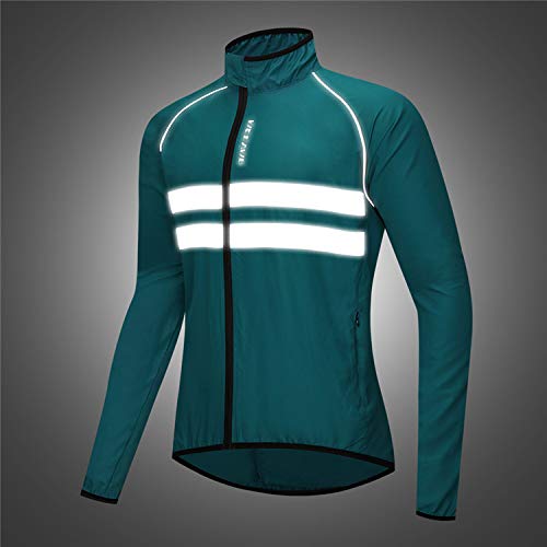 Chaqueta de Ciclismo para Hombre Impermeable Y Transpirable Chaleco Resistente Al Viento Abrigo Exteriores Protección UV (Green,XXXL)
