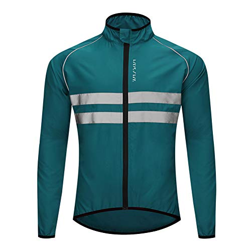 Chaqueta de Ciclismo para Hombre Impermeable Y Transpirable Chaleco Resistente Al Viento Abrigo Exteriores Protección UV (Green,XXXL)