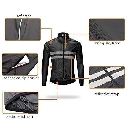 Chaqueta de Ciclismo para Hombre Impermeable Y Transpirable Chaleco Resistente Al Viento Abrigo Exteriores Protección UV (Green,XXXL)