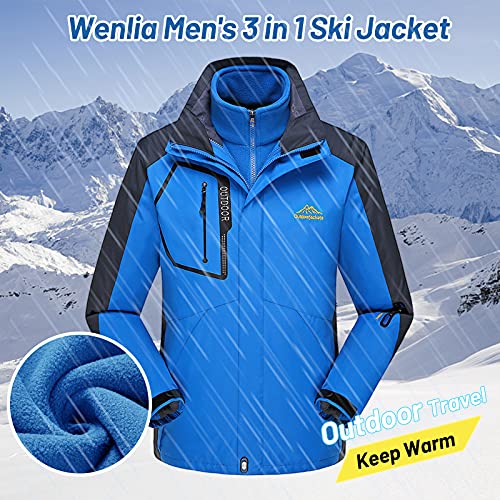 Chaqueta de Esquí para Hombre, 3 en 1 Chaqueta de Esquí Invierno Impermeable Traje de Esquí al Aire Traje de Nieve de Lana con Capucha, para Senderismo, Camping - Talla asiático L XL 2XL 3XL 4XL