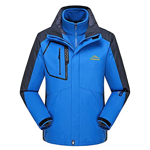 Chaqueta de Esquí para Hombre, 3 en 1 Chaqueta de Esquí Invierno Impermeable Traje de Esquí al Aire Traje de Nieve de Lana con Capucha, para Senderismo, Camping - Talla asiático L XL 2XL 3XL 4XL