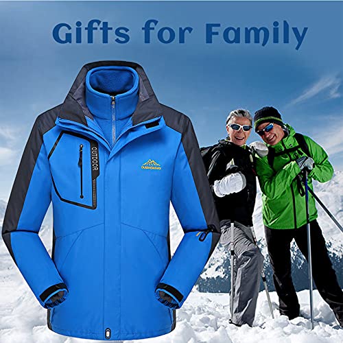 Chaqueta de Esquí para Hombre, 3 en 1 Chaqueta de Esquí Invierno Impermeable Traje de Esquí al Aire Traje de Nieve de Lana con Capucha, para Senderismo, Camping - Talla asiático L XL 2XL 3XL 4XL