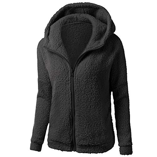 Chaqueta Mujeres de Invierno de Lana Cálida Cremallera Abrigo con Capucha Casual Suéter Abrigo de Algodón Outwear Hoodie riou