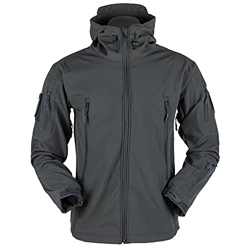 Chaqueta táctica militar de cáscara suave para hombre impermeable y cálido ejército de cortavientos, gris, XXL