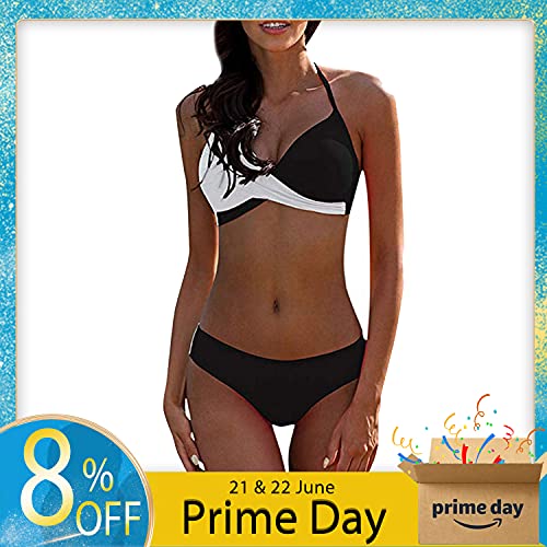 CheChury Bikinis Mujer 2021 Push Up Halter Bikini Traje de baño Acolchado Bra Tops y Braguitas Bikini Sets Talla Grande Bañador Vacaciones