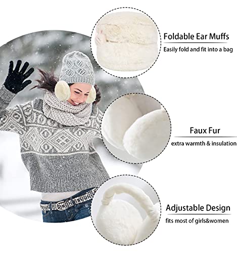 CheChury Orejeras Mujer Invierno Orejeras Unisex Peluche Orejeras de Invierno Ajustables Plegables Earmuffs Cálido Orejeras de Frio para Mujer Hombre Accesorio de Esquí Moda Regalo de Invierno