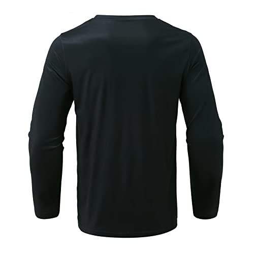 Chejarity Camiseta de manga larga para hombre con estampado de Papá Noel, cuello redondo, corte ajustado, estilo retro y casual., Negro , XXXL