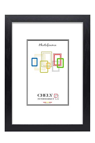 Chely Intermarket | 15D3A | Marco de Fotos 20x30cm (Negro) MOD-254 (Pack de 4 uds) Hecho de Madera, Ancho de Bastidor 1,20cm Acabado Elegante | Marco para títulos y certificados.(254-20x30*4-0,55)