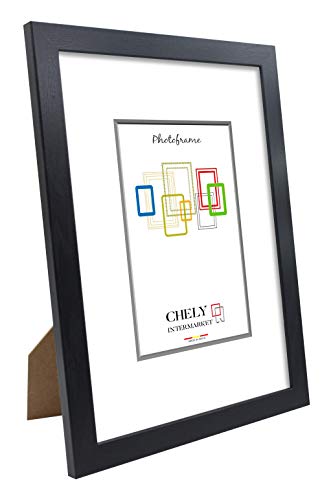 Chely Intermarket | 15D3A | Marco de Fotos 20x30cm (Negro) MOD-254 (Pack de 4 uds) Hecho de Madera, Ancho de Bastidor 1,20cm Acabado Elegante | Marco para títulos y certificados.(254-20x30*4-0,55)