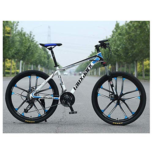 Chenbz Bicicleta de montaña Deportiva al Aire Libre con suspensión Delantera, con Marco de 17 Pulgadas y 24 velocidades con Ruedas de 26 Pulgadas y Frenos de Disco mecánico, Azul