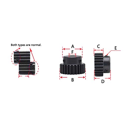 CHENYHGR 1M Spur Gear 20T-60T Engranajes de transmisión de Metal 45 Piñón de Acero 1pc 20 24 25 30 35 40 45 50 55 60 Dientes Piezas de Motor (Number of Teeth : 1M 24T Bore 8mm)