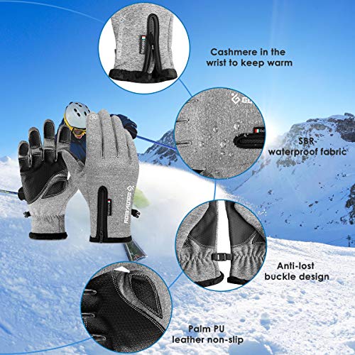 CHEREEEKI Guantes de Moto, Guantes para Pantalla Táctil, Impermeables y Resistentes al Viento, Guantes de Invierno Cálidos y Antideslizantes Guantes para Mujeres y Hombres(XXL, Negro)