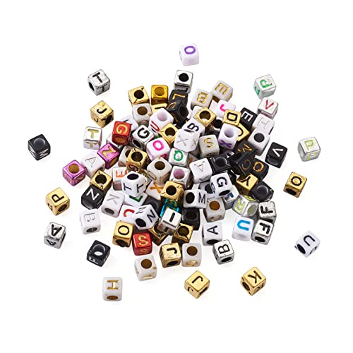 Cheriswelry 1650 Cuentas de cubo de acrílico con 11 estilos cúbicos de letra A a Z Kandi, espaciadores de cuentas sueltas con hilo de cristal elástico para hacer pulseras de joyería, agujero: 3 mm