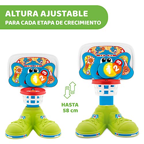 Chicco Canasta de Baloncesto Electrónica Para Niños con Efectos de Luz y Sonido, Altura Ajustable, Pelota Incluida – Juguete Basket 123 Interactivo Para Niños de 18 Meses a 5 Años