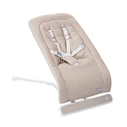 Chicco Rhythm'n'Sound Hamaca Bebé Electrónica para Bebés hasta 9 Kg, con Sonidos de la Naturaleza y Nanas, Balancín Bebé Automático, Respaldo Reclinable, Cierre Compacto y Cable USB – Beige (Sand)