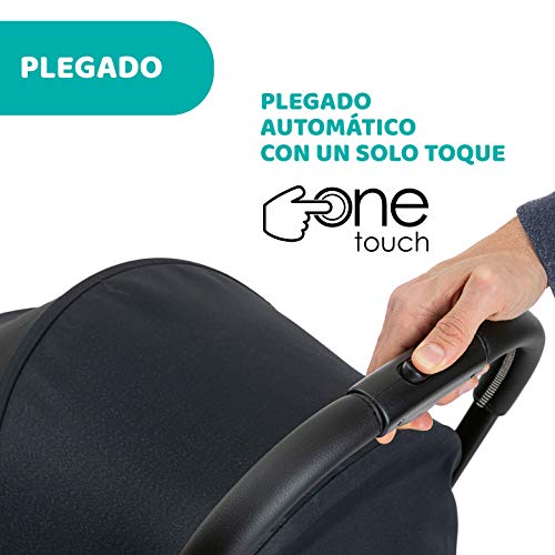 Chicco Silla Paseo Bebé Cheerio, Cochecito 0 Meses a 15 kg Ligero, Compacto, Plegable, Reclinable con Posición para Dormir, Cierre Automático en 1 Movimiento, Capota para Lluvia, Color Negro