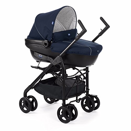 Chicco Trio Sprint Carrito de Bebé 3 Piezas con Sistema de Viaje Modular Apto de 0 a 36 Meses, Sillita de Paseo con Capazo y Silla para Coche, Ligera, Plegable y Compacta, Color Azul (Blue Passion)