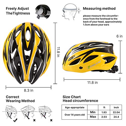 CHILEAF Casco de Bicicleta Certificado CE Casco de Bicicleta para Hombre con Visera Desmontable Casco de Ciclismo Ligero Protección Seguridad Tamaño Ajustable Ciclismo Carretera Montaña Adultos