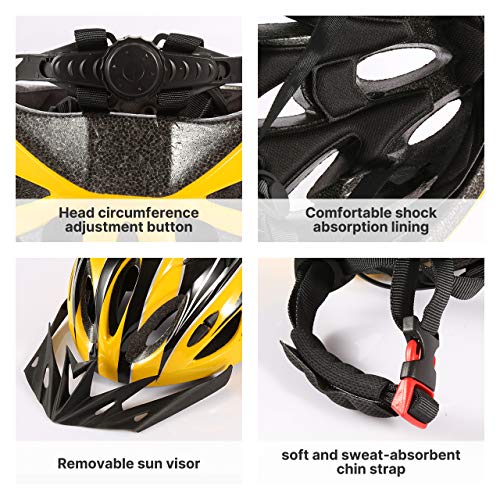 CHILEAF Casco de Bicicleta Certificado CE Casco de Bicicleta para Hombre con Visera Desmontable Casco de Ciclismo Ligero Protección Seguridad Tamaño Ajustable Ciclismo Carretera Montaña Adultos