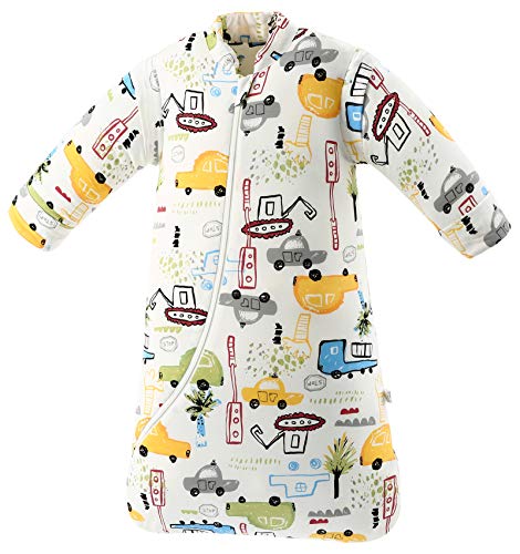 Chilsuessy Saco de dormir para bebé con mangas desmontables, 3,5 tog para invierno, saco de dormir para niños, saco de dormir para niños pequeños, tráfico de la ciudad, L/2-4 años