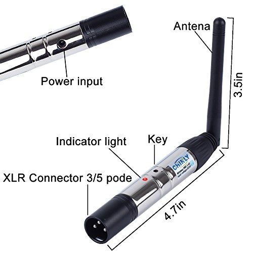 CHINLY 2.4G ISM DMX512 transmisor/receptor XLR macho/hembra con antena para cabezas iluminación principal móvil