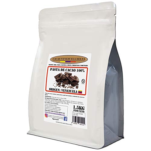 Chocolate Negro Puro 100% - Origen Venezuela - Bolsa 1.5kg - (Pasta, Masa, Licor De Cacao 100%) - Cacao Venezuela Delta