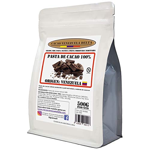 Chocolate Negro Puro 100% - Origen Venezuela - Bolsa 500g - (Puro, natural y en trocitos) - Cacao Venezuela Delta