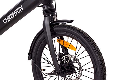 Chrisson 20ERTOSBLACK Bicicleta Electrica de 20" Negra, Unisex-Adult, Normal