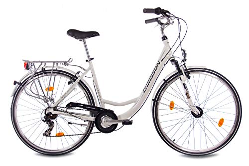 CHRISSON '28 Pulgadas Aluminio City Bike Bicicleta Bicicleta relaxia 1.0 con 6 velocidades Shimano Blanco