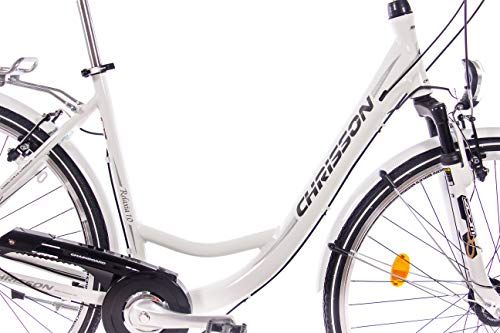 CHRISSON '28 Pulgadas Aluminio City Bike Bicicleta Bicicleta relaxia 1.0 con 6 velocidades Shimano Blanco