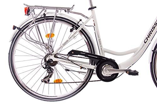 CHRISSON '28 Pulgadas Aluminio City Bike Bicicleta Bicicleta relaxia 1.0 con 6 velocidades Shimano Blanco