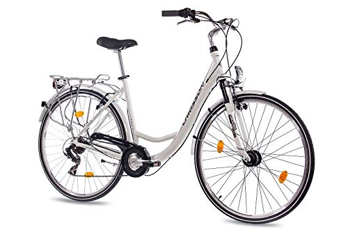 CHRISSON '28 Pulgadas Aluminio City Bike Bicicleta Bicicleta relaxia 1.0 con 6 velocidades Shimano Blanco