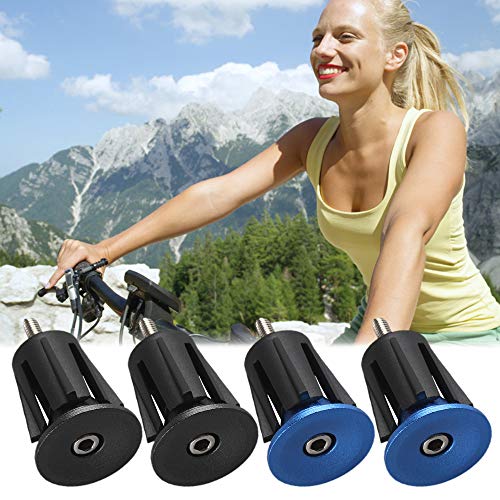 Chudian 4pcs Tapones para Manillar, Tapones Manillar Carretera para Bicicleta Tapones de Aluminio para Manillar Bicicleta MTB Bicicleta Triciclo Silla de Ruedas MTB BMX (Negro y Azul)