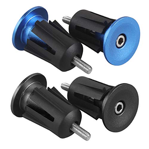 Chudian 4pcs Tapones para Manillar, Tapones Manillar Carretera para Bicicleta Tapones de Aluminio para Manillar Bicicleta MTB Bicicleta Triciclo Silla de Ruedas MTB BMX (Negro y Azul)