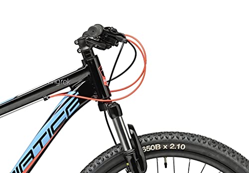 Cicli Adriatica RCK - Bicicleta de montaña de 27,5 pulgadas, cuadro de aluminio, horquilla amortiguada y cambio de 21 V (negro-azul-rojo, cuadro de 43 cm)