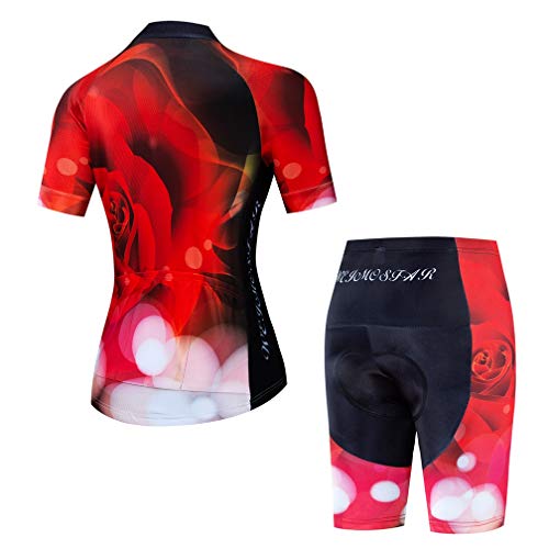 Ciclismo Jersey de manga corta transpirable bicicleta bicicleta bicicleta camisa MTB ciclismo, rojo (flower red), Medium