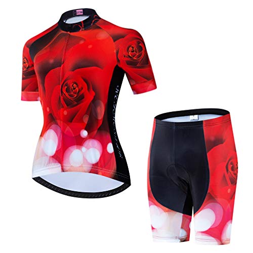 Ciclismo Jersey de manga corta transpirable bicicleta bicicleta bicicleta camisa MTB ciclismo, rojo (flower red), Medium