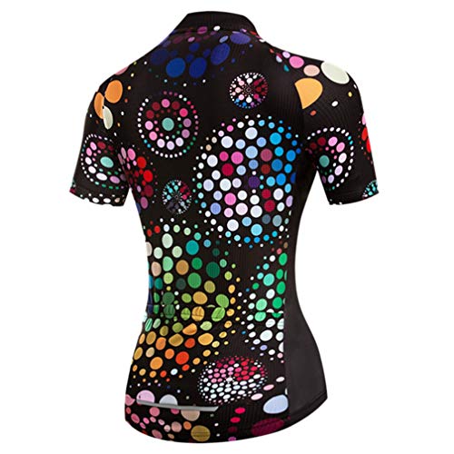 Ciclismo Jersey Mujer Manga Corta Racing Deportes MTB Bike Camisas Bicicletas Ropa, Círculo Negro, Small