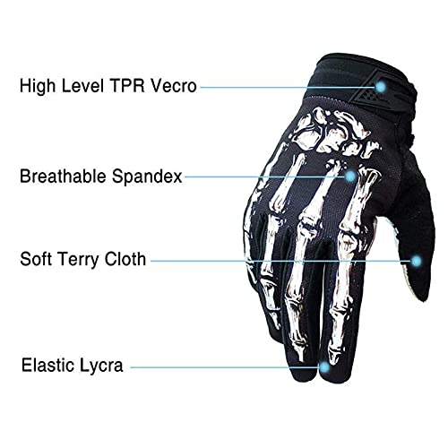 Ciclismo Motocicleta Guantes MTB Pantalla táctil Completa Guantes Antideslizantes Que absorben los Golpes Hombres Mujeres Jóvenes. (Bianco, L)