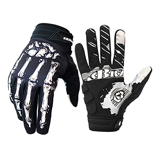 Ciclismo Motocicleta Guantes MTB Pantalla táctil Completa Guantes Antideslizantes Que absorben los Golpes Hombres Mujeres Jóvenes. (Bianco, L)