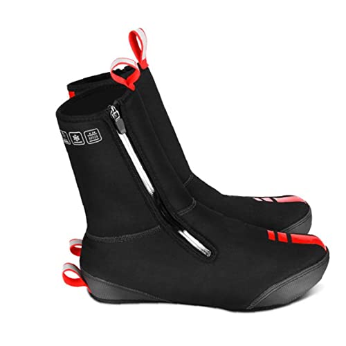 Ciclismo sobretensiones, a prueba de agua a prueba de viento Fleece Fleying MTB Road Shoes de bicicleta Cubiertas para bicicletas Invierno Protector térmico (Negro, L) Adopte un diseño de alta calidad