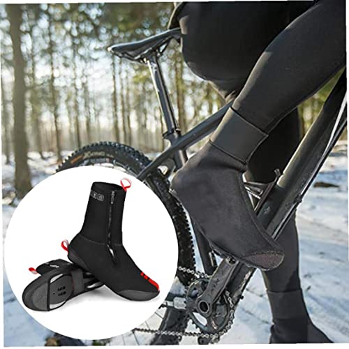 Ciclismo sobretensiones, a prueba de agua a prueba de viento Fleece Fleying MTB Road Shoes de bicicleta Cubiertas para bicicletas Invierno Protector térmico (Negro, L) Adopte un diseño de alta calidad